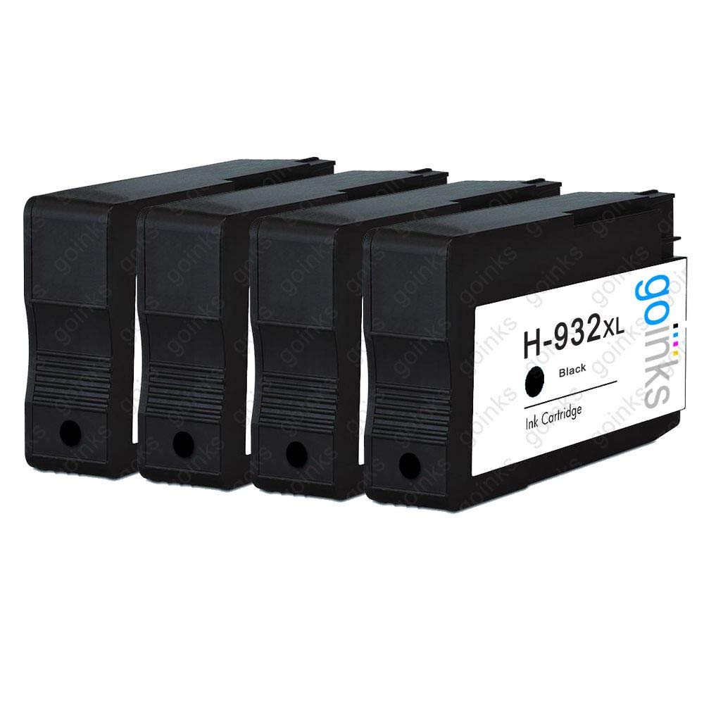 Go Inks 4 Black Compatible Ink cartridges to replace HP 932Bk (XL Capacity) for HP Officejet Printers