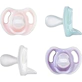 Tommee Tippee Ultra-Light Silicone Pacifier, 0-6 Months, Symmetrical One-Piece Design, BPA-Free Silicone Binkies, Pink/Purple