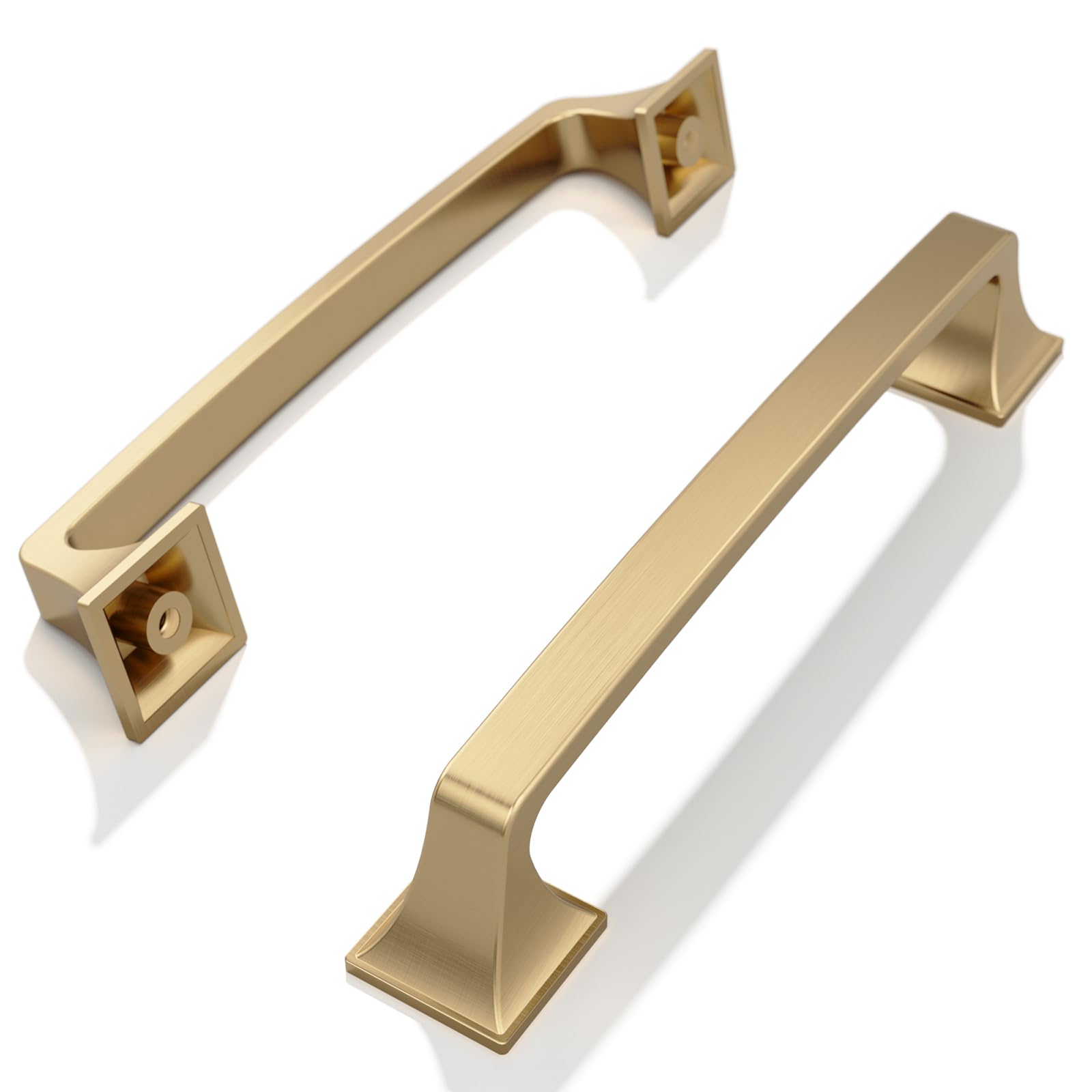 FURNIWARE Pack of 5 Cabinet Handles,Champagne Bronze Hardware Drawer Pulls,Zinc Alloy Kitchen Cabinet Door Handles Pull-128mm(5 Inch) Hole Center