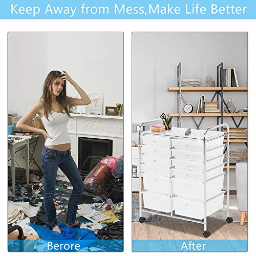 TUFFIOM 12Drawer Rolling Cart with Drawers, Organizer Cart Tool Cart