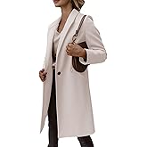 Pea Coats For Women Winter Classic Notch Lapel Double/Single Breasted Trench Coat Wool Blend Long Sleeve Overcoat