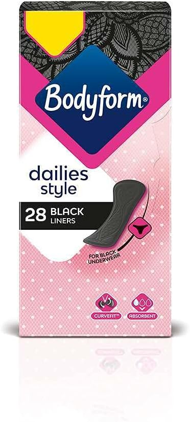 Bodyform Dailies Black Normal Panty Liners – 28 Pack