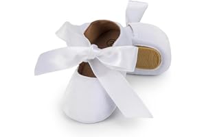 KIDSUN Infant Baby Girls Mary Jane Shoes Non-Slip Rubber Sole Ballet Slippers Princess Dress Wedding Shoes Newborn Crib Shoes First Walkers Shoes