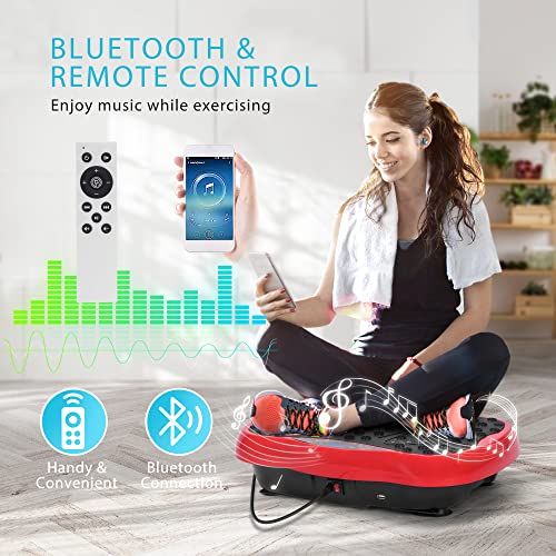 VIVOHOME 120 Levels Vibration Plate Exercise Machine, Remote Control, Resistance Bands Vibrating