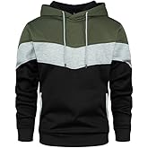 Cuntingvo Men's Novelty Color Block Hoodie with Pocket Long Sleeve Pullover Fleece Casual Sweatshirt