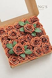 Ling's Moment Artificial Flowers Burnt Orange Roses