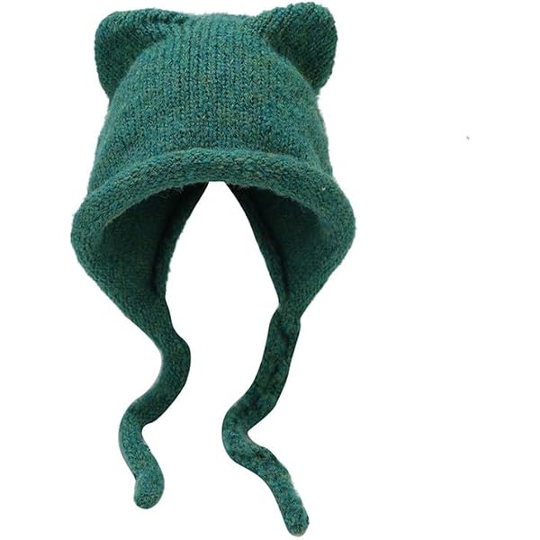 Women's Winter Cat Ear Knitted Beanie With Goggles - Warm, Cuffed Skull Hat For Skiing & Outdoor