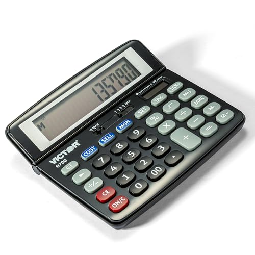 Victor 9700 12-Digit Standard Function Business Calculator, Battery and Solar H…