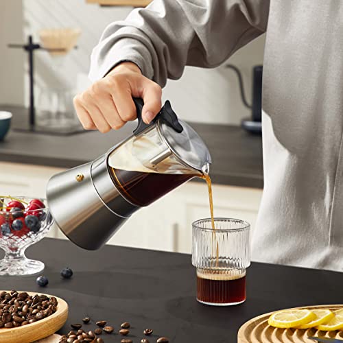 SIXAQUAE Moka Induction Stovetop Espresso Maker With Pressure valve
