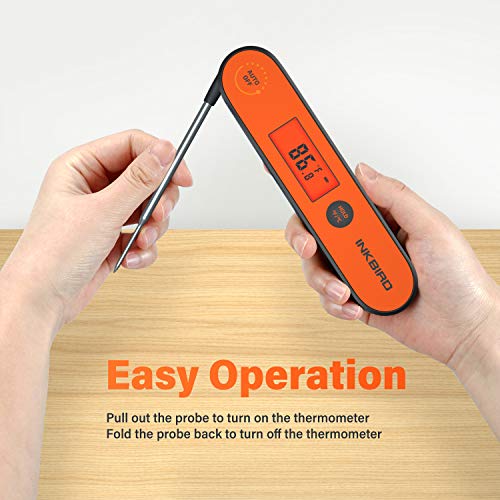 INKBIRD Meat Thermometer IHT-1P, Digital Waterproof Instant Read Handheld Food Thermometer with Magnet, Backlight & Calibration, Ultra Fast Readout, Rechargeable for Kitchen Cooking, BBQ, Grilling | Digital Waterproof Rechargeable Food Thermometer with Calibration, Magnet, Backlit for Cooking Grill Smoker Kitchen Turkey