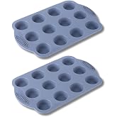 CG&amp;CO. 2-Pack 12-Cup Silicone Mini Muffin Pan - BPA Free, Nonstick Bakeware for Mini Cupcakes, Muffins, and More