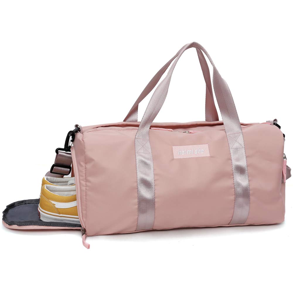 Sport Duffle Gym Bag for Women,Featured Shoe Compartment with Wet Storage,Large Travel Weekend Overnight Holdall Bag,Sturdy Practical Carry On Shoulder Handle Swimming Yoga Workout Hiking Camping