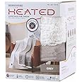 Berkshire Life Heated Throw - 50 in X 60 in Electric Blanket - EZ Touch Button - 4 Heat Settings - Machine Washable - Extra Long Cord - Reversable White Luxe Faux Fur to Color - Grey