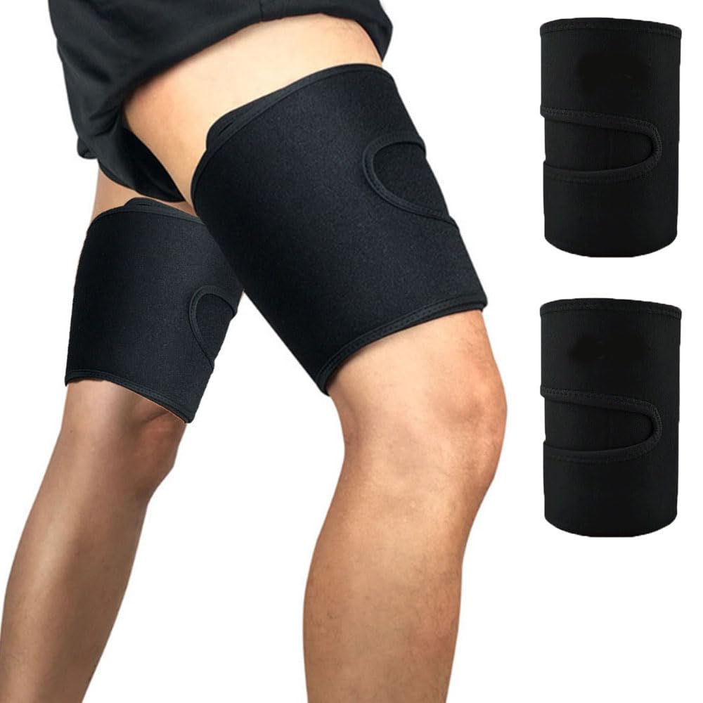 Thigh Wraps 2Pcs Thigh Brace Thigh Compression Sleeve Breathable Thigh Wraps 1 Pair Adjustable Hamstring Support Thigh Hamstring Braces Support for Quadicep Thigh Braces Hamstring Quadicep Pain Relief