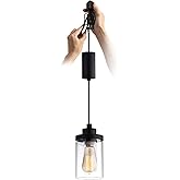 mirrea H Type Cord Adjustable Black Track Lighting Pendant with Clear Glass Shade Pack of 1
