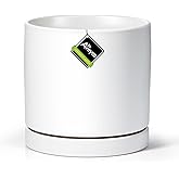 Aveyas 8 inch Ceramic Plant Pot with Drainage Hole and Saucer - Suitable for Indoor and Outdoor Use, Modern Planters for House Garden Flower Tree Snake Monstera Plants (8", Matte White)