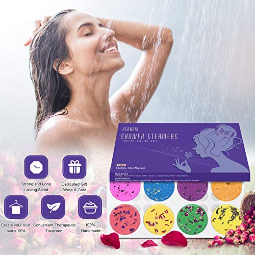 Peradix Shower Steamers - Mothers Day Gifts for Mom - [8X] Shower Bombs for Aromatherapy and Stress Relief - Great Birthday Gifts for Women Who Have Everything, Unique Gift for Women