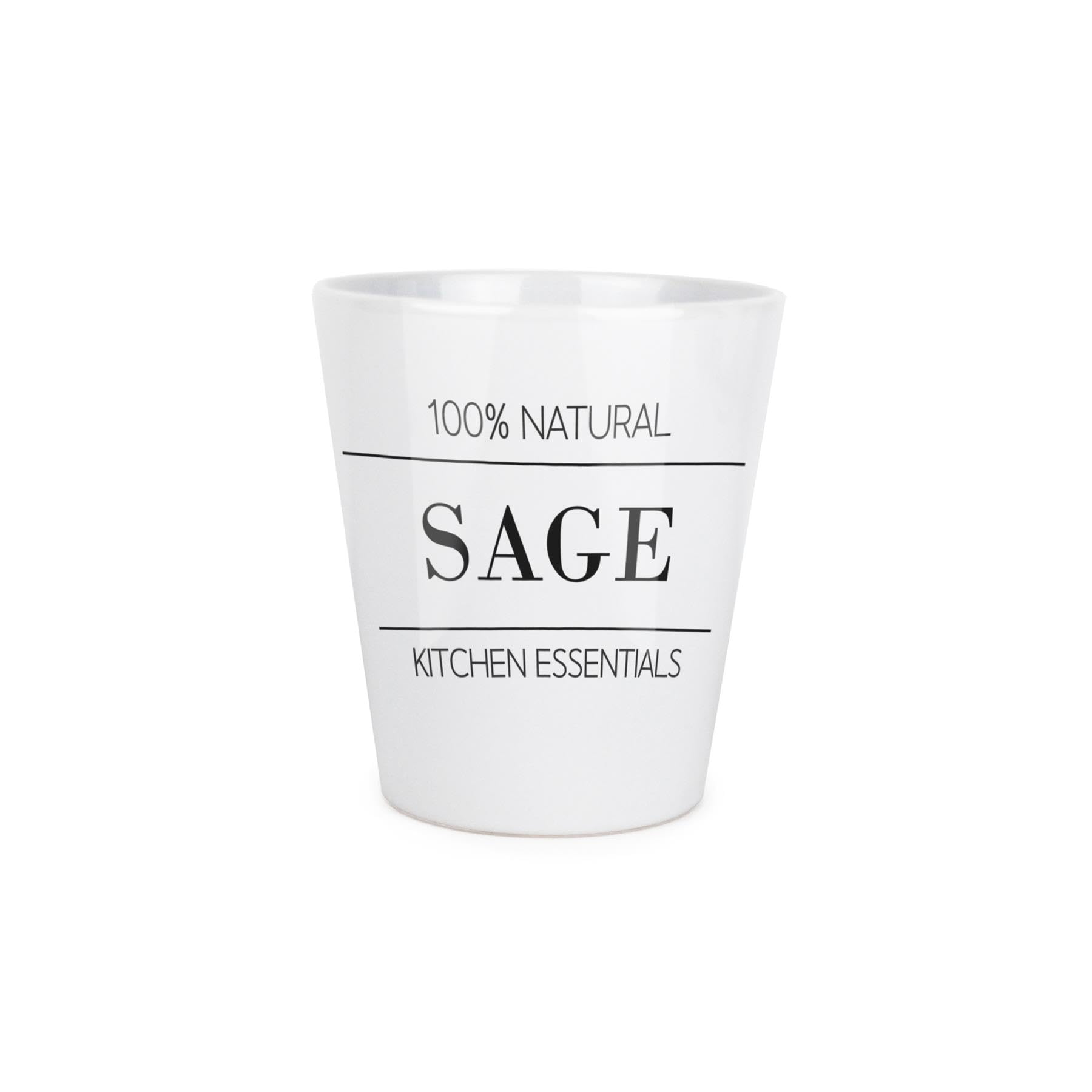 Purely Home Minimalist Sage Plant Pot - Cooking Ingredients Small Ceramic Indoor Plant Pot with Drainage Hole - Homeware Gift 9cm Diameter Flower Pot