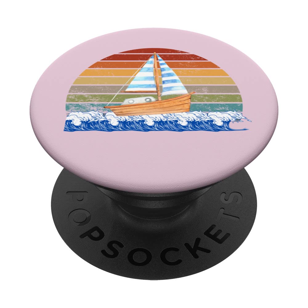 Sea Captain Sail Boat Funny Dinghy Boat Sailing Sunset Women PopSockets Swappable PopGrip