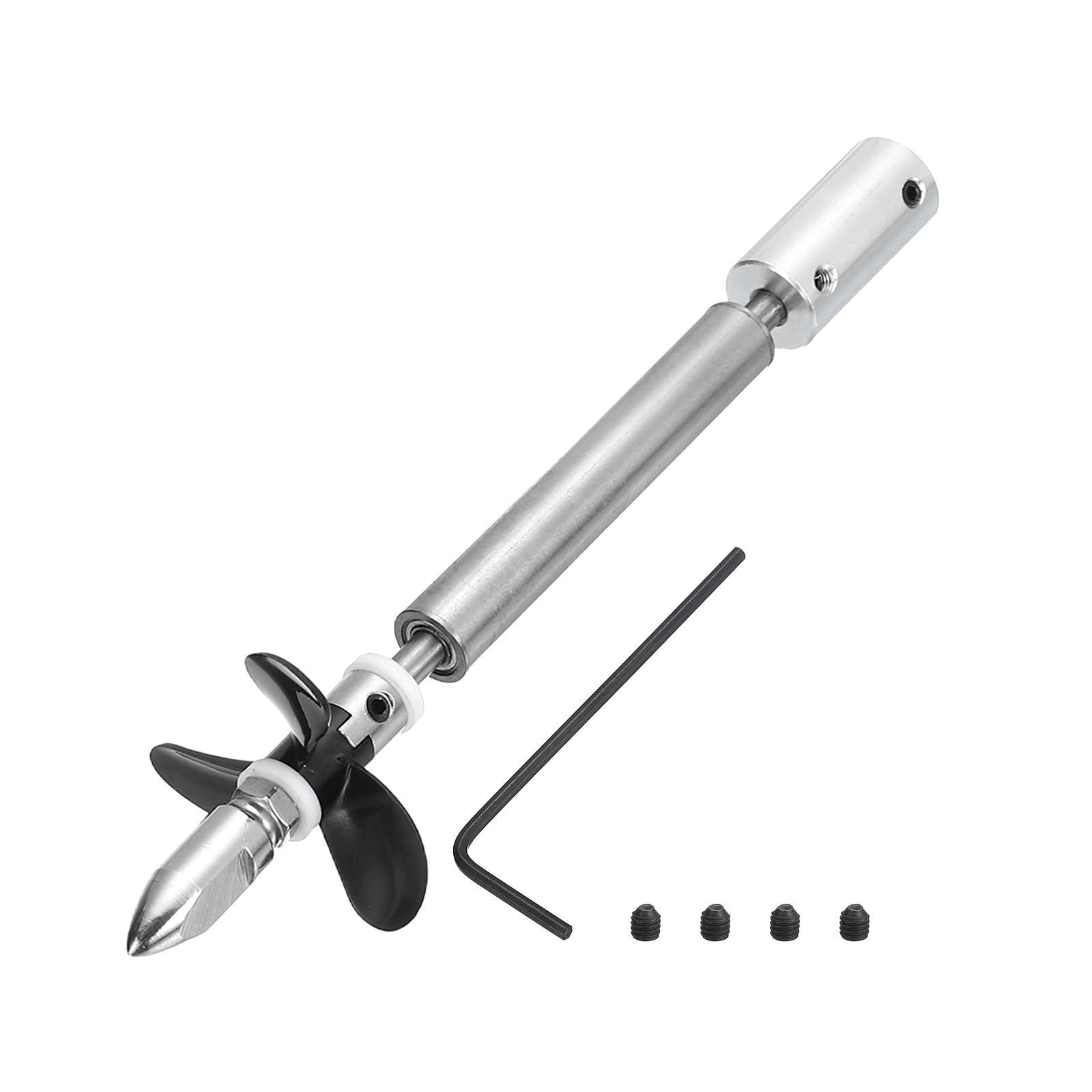 sourcing map Drive Shaft W Propeller and Coupling Joint for RC Boat Coupler Assemble Kit, L100mm Shaft, L25mm Sleeve, D36mm Three Propeller, Fit for 6 mm Motor Shaft