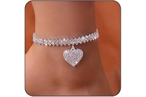 SORA TUKI Silver Ankle Bracelets for Women Gold Anklets for Women Waterproof Stainless Steel Link Chain Anklet Tennis Rhinestone Diamond Anklets for Women Heart Butterfly Anklets for Women Summer Beach Foot Jewelry