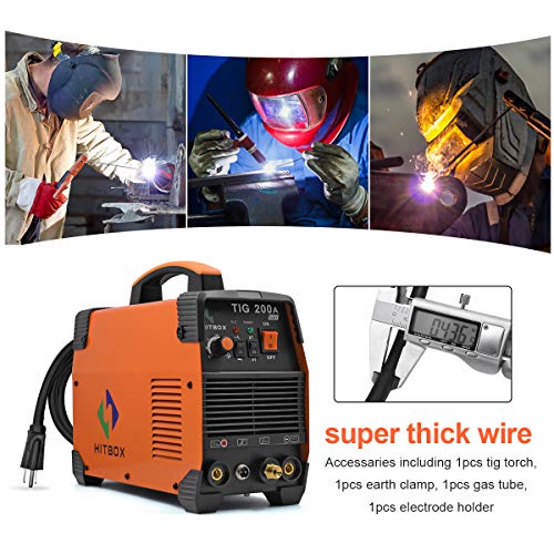HITBOX TIG Welder 200A Dual Volt 110 220V IGBT TIG Stick 2 in 1 Combo Portable High Frequency