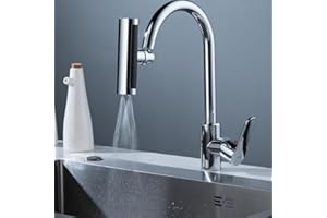 EXSSRACH Faucet Extender, 4 Modes Multi-functional Swivel Faucet Extender, Waterfall Sink Faucet Aerator Sprayer Adapter, Rotating Faucet Extender for Kitchen Sink, Silver