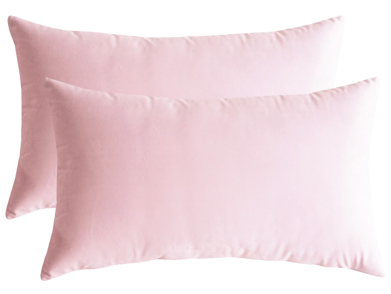 Lutanky Velvet Cushion Covers 30 x 50 cm (Pack of 2) Lovely Rectangle Throw Pillow Cases Soft Solid Decorative Oblong Pillow Covers for Sofa Bedroom Car 12x20 Inch Pale Pink