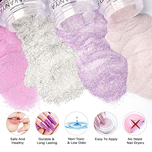 Dip Nails Powder Starter Kit wakaniya 12 Colors Glitter Dipping