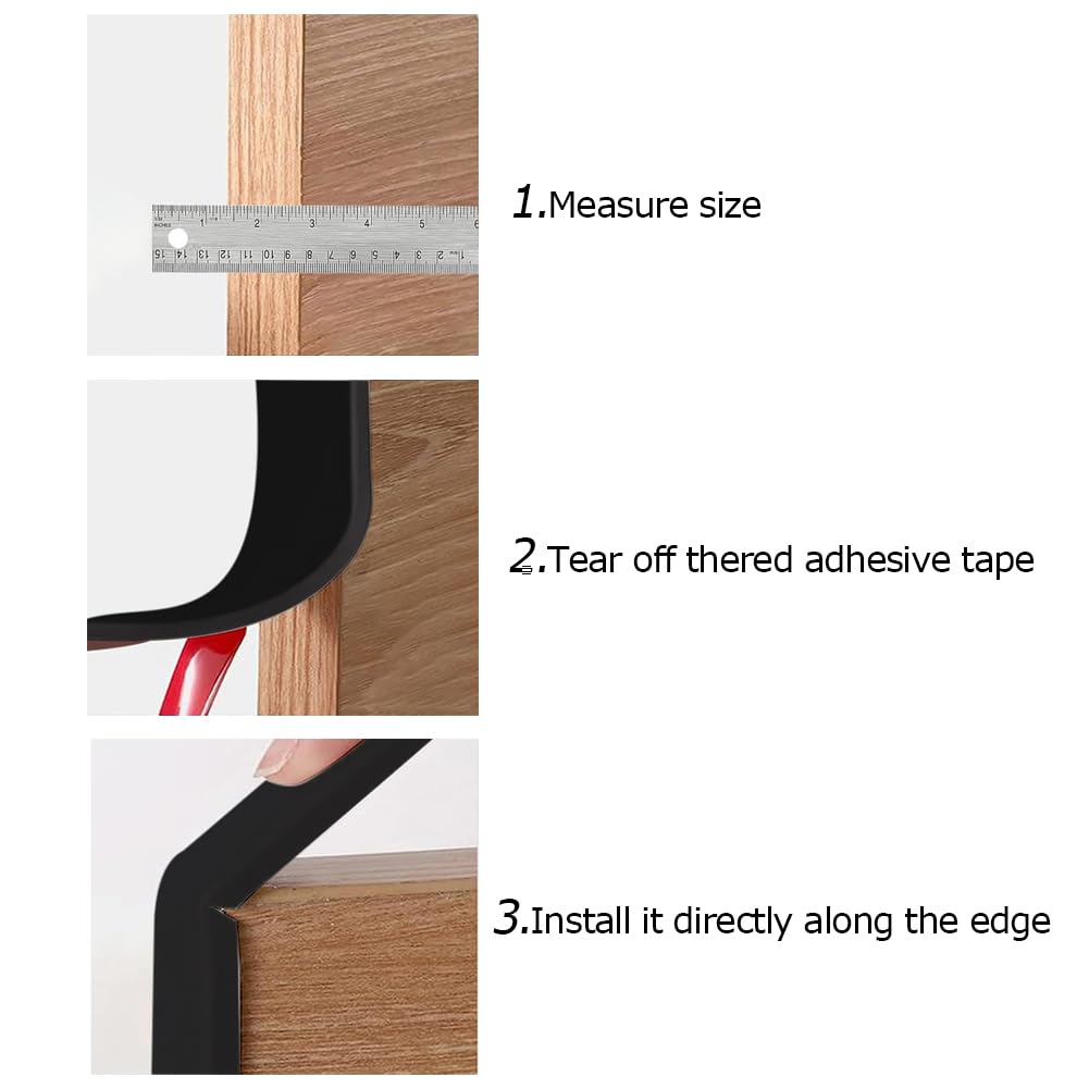 U Shape Plywood Edge Banding, Fit 3/4 inch Edge, Desk Edge Protector, Self-Adhesive Edge Trim for Veneer, Furniture, Countertop, Table, Sheet Metal, Black, 20Ft