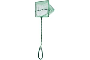 SEMME Fish Landing Net, Aquarium Fish Net Long Handle Square Aquarium Fish Tank Fishing Net Portable Green Fishbowl Fishing Landing Net Floating Objects Clean Tools