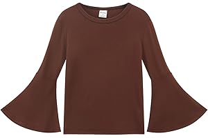 Noomelfish Girls Long Bell Sleeve Top Cute Western Shirts Blouse (5-12 Years)