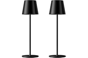 KAKANUO Cordless Table Lamp Rechargeable Black - KK 2 Pack 5000mAH Battery Operated Lamp for Counter, 3 Color Stepless Dimming Waterproof LED Wireless Lamp for Dining Kitchen, Outdoor Patio, Touch Control
