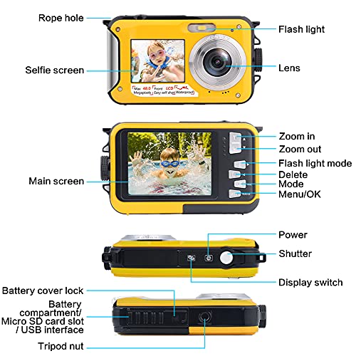 Underwater Camera For Snorkeling 10FT Waterproof Digital Camera Full HD