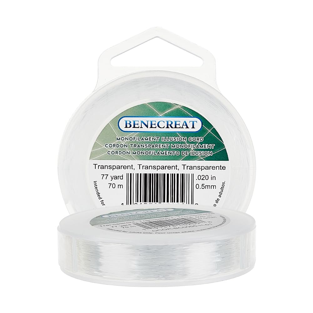 BENECREAT 70m 0.5mm Clear Fishing Nylon Beading Thread Wire for Hanging Ornaments, Bracelet and Jewelry Making