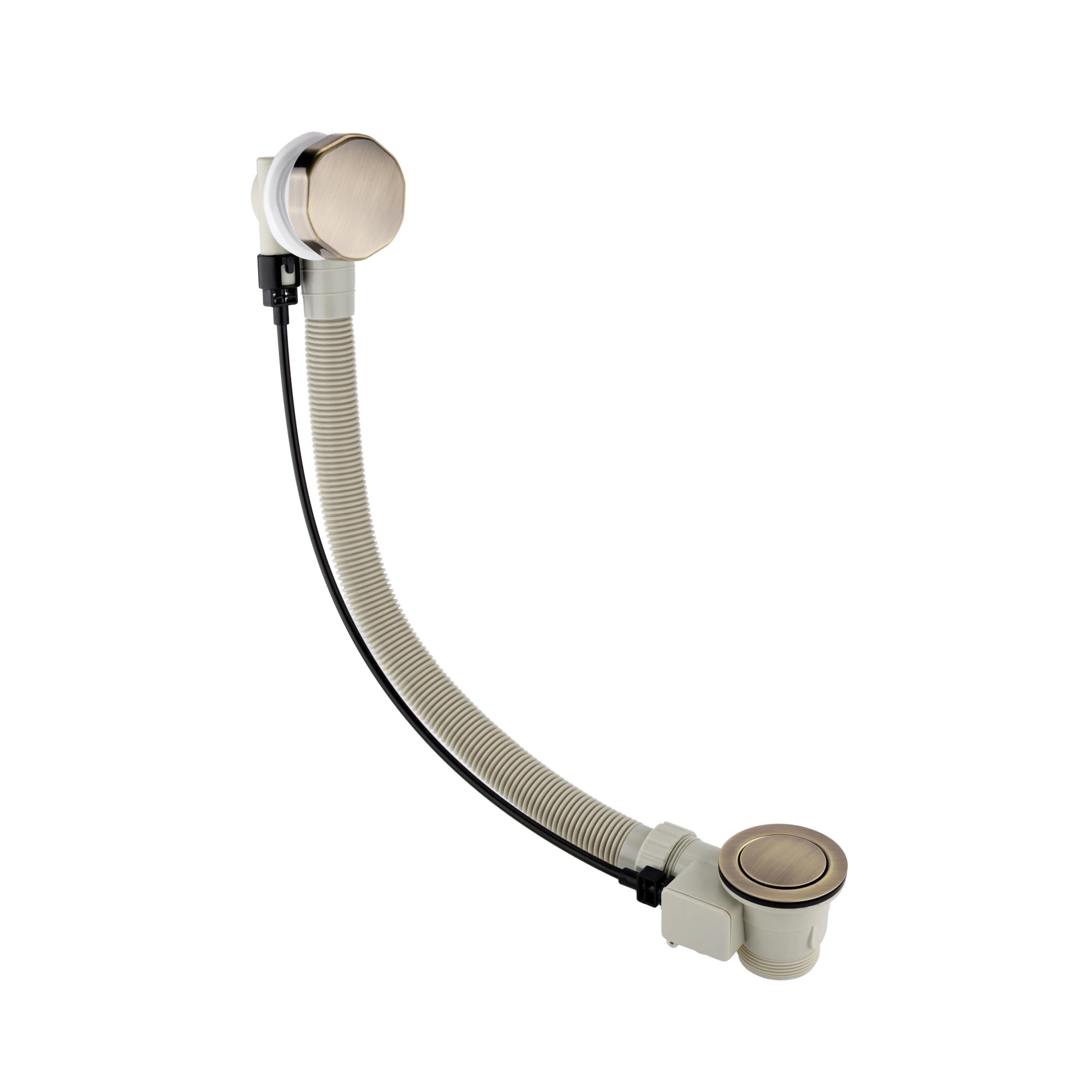 ENKI, W53, Antique Brass Bath Waste with Overflow and Pop Up Waste, Aged Brass