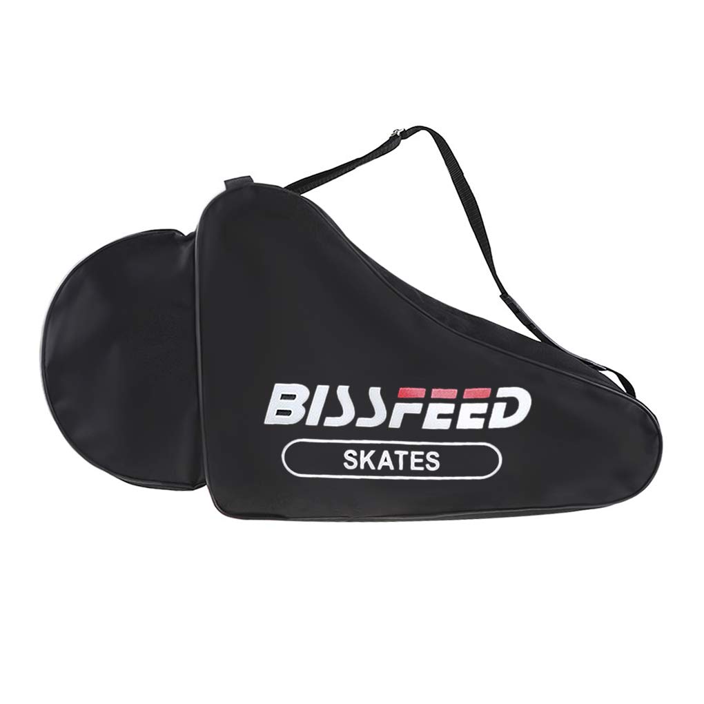 Zippered Ice & Inline Skate Bag Mesh Shoe Carrier Bags with Shouder Strap,Perfect for Carry Ice Skates, Roller Skates, Inline Skates or Sports Shoes (Black(adult))