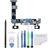 Unifix USB Charging Dock Port Flex Cable + Headphone + Microphone Touch Key Ribbon Flex Cable Replacement for Samsung Galaxy S6 Edge Plus G928A AT&T + Tool Kit