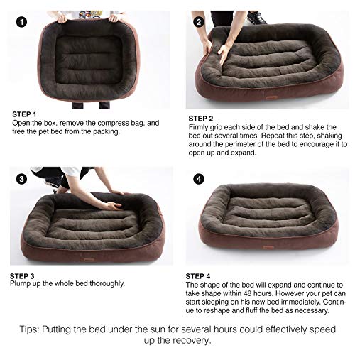 Petsure Plush Dog Bed (L, 36x27x7 inches) for Small, Medium, Large Dogs Up to 70 lbs - Low Bumper Pet Bed with Ultra-Soft Bolster - Machine Washable - Grey - Thumbnail 7