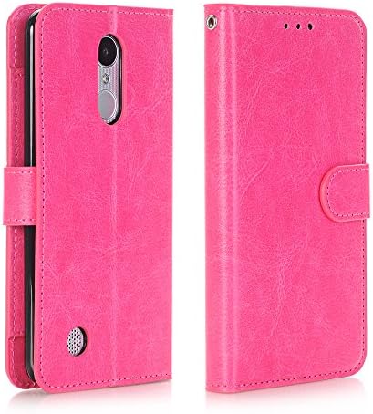 LG K20 Plus Wallet Case, LG K20 Plus Case, Alkax Wallet with Credit Card Slots Holder Stand Phone Case Flip Cover Folio Magnetic Protective Shockproof for LG K20 V /LG Harmony /LG K10 2017 (Hot Pink)