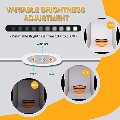 Portable Photo Studio, Elegant Choise 9.8" x 9.3" x 8.7" Adjustable Brightness Photography Studio Box Shooting Tent Mini Folding Table Top LED Light Box Kit with 6 Color Background