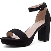 Shoe Land Platform Heels for Women | 3.75 Inch Chunky Block Heeled Sandals with Ankle Strap | Open Toe Strappy High Heels for Wedding, Party & Formal Events