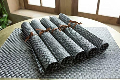 Perfect Placemats 6 Stylish Washable Daily Use Dining Table Set Table Placemats Set of 6-12 x 18" (30 x 45cm)/pc 100% Polyprone Silver Grey Light Sturdy Durable