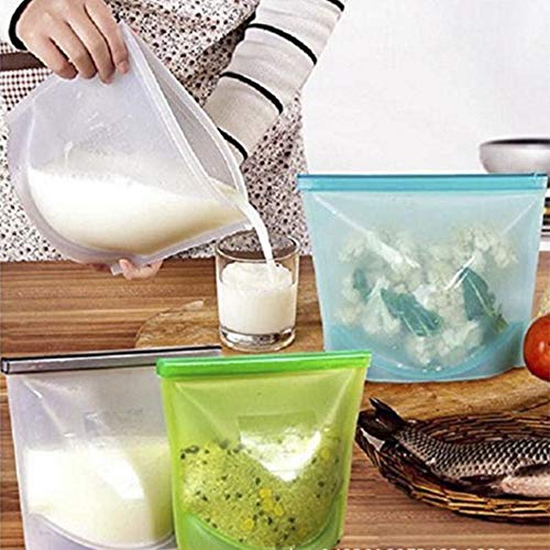 Silicone Food Storage Bag Set of 4(two large+two small) Reusable Airtight Zip Seal Bags for Cooking, Lunch, Snack, Sandwich, Freezer