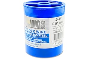 WCS WIRE AND CABLE SPECIALTIES, INC. Lock Wire, T302/304 Stainless, NASM20995, MS20995C, ASTM A580 Cond A, AMS5697, 020 in (0.51 mm), 1 lb (0.45 kg) Dispenser Can, approx. 925 ft (281 m)