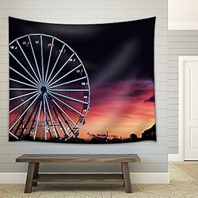 Ferris Wheel at Dusk - Fabric Wall Tapestry Home Decor - 51x60 inches