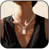 Yukymui Chunky Cross Necklace for Women Toggle Clasp Rectangle Large Cross Necklace Dainty Gold Paperclip Chain Necklace Faith Medallion Necklace Christian Religious Jewelry for Her