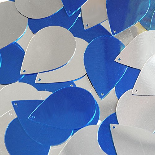 Silver one side, royal blue one side! Shiny Metallic Tear Drop 1.5