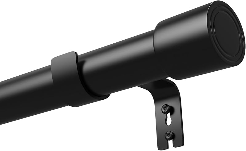 Venwemong Extendable Curtain Pole 84-290 cm Black Heavy Duty 10 kg
