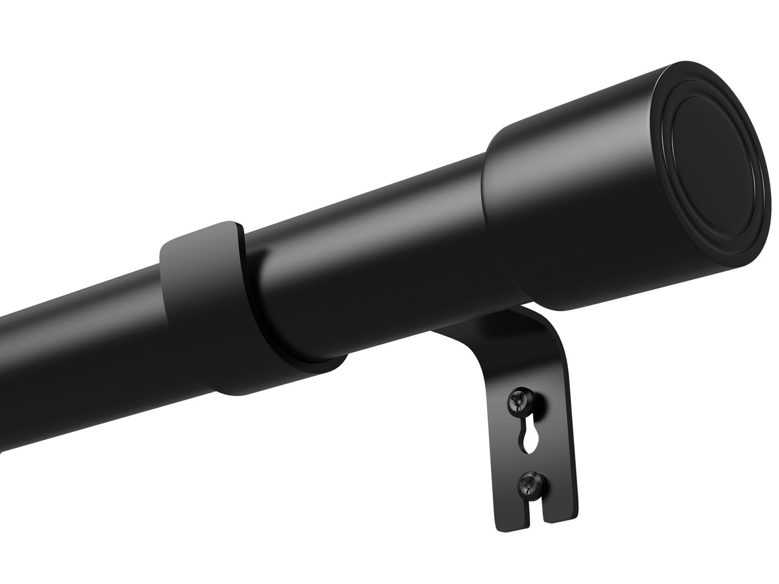 Venwemong 1PC Extendable Curtain Pole,Fittings Set Window Pole Adjustable Single Curtain Rod Heavy Duty with Cap Finials(Black,84-185 cm/33-73 in)